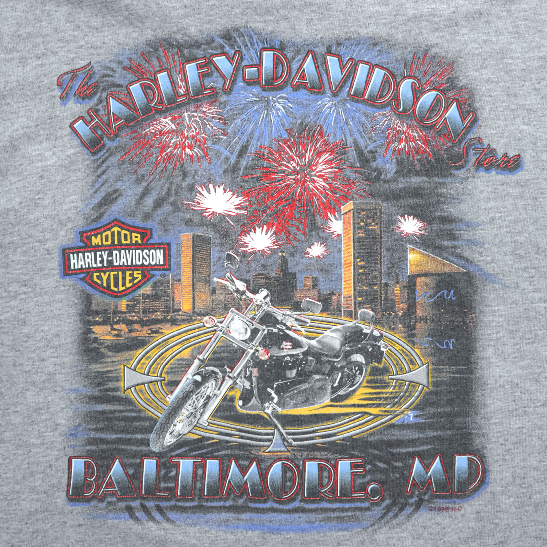 HARLEY DAVIDSON 90年代 USA製 ヴィンテージ 胸ポケット Tシャツ XL グレー バックプリント BALTIMORE MD バイク Holoubek