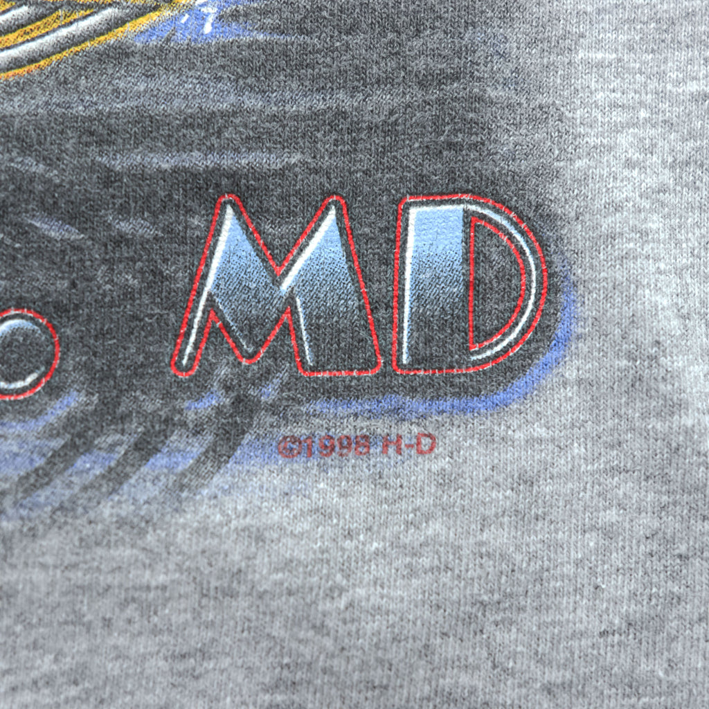 HARLEY DAVIDSON 90年代 USA製 ヴィンテージ 胸ポケット Tシャツ XL グレー バックプリント BALTIMORE MD バイク Holoubek