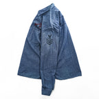 BUZZ RICKSON'S Made in Japan Long Sleeve Chambray Work Shirt Blue L, Embroidery, U.S.NAVAL AVIATION VF-2 BOUNTY HUNTERS Back Print & Stencil