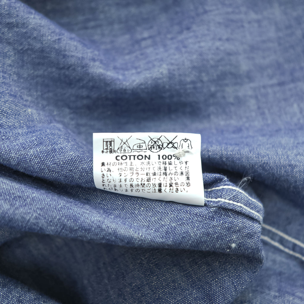 BUZZ RICKSON'S Made in Japan Long Sleeve Chambray Work Shirt Blue L, Embroidery, U.S.NAVAL AVIATION VF-2 BOUNTY HUNTERS Back Print & Stencil