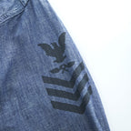 BUZZ RICKSON'S Made in Japan Long Sleeve Chambray Work Shirt Blue L, Embroidery, U.S.NAVAL AVIATION VF-2 BOUNTY HUNTERS Back Print & Stencil