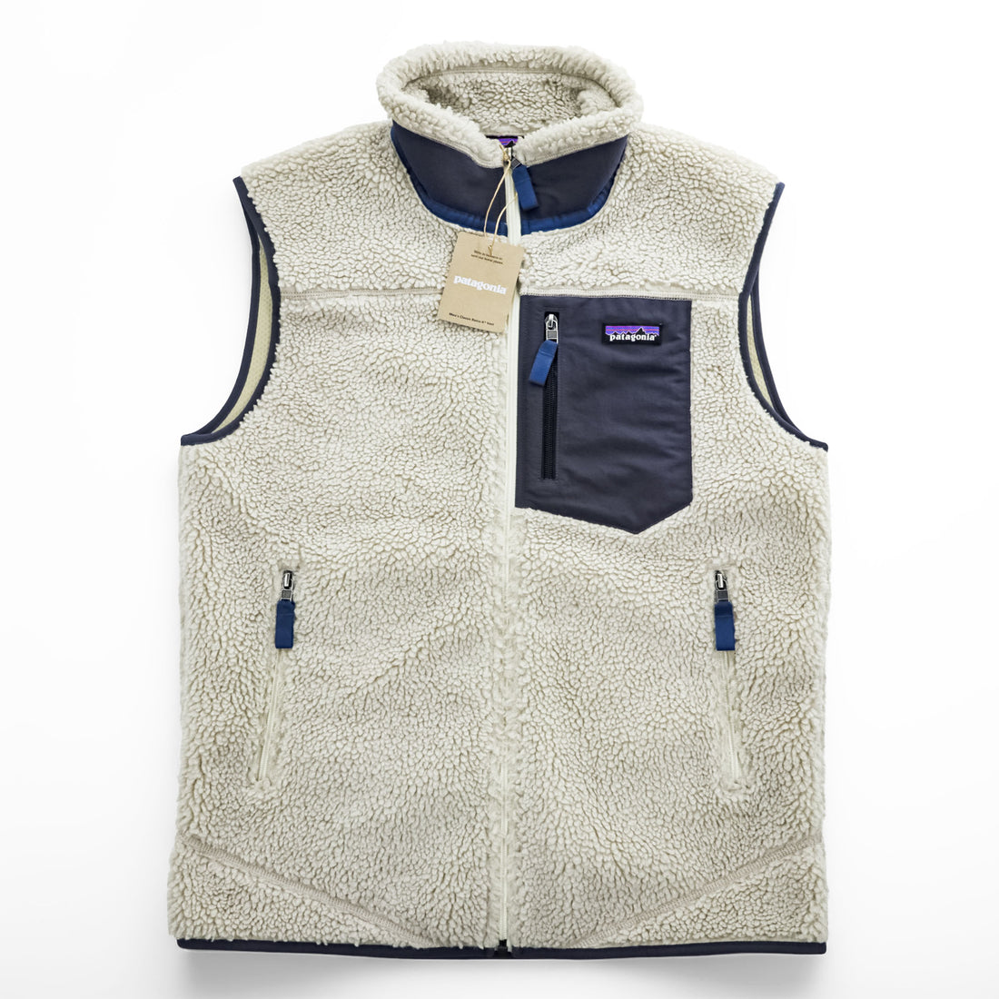 Patagonia クラシック レトロX Classic Retro X ボア フリースベスト M ナチュラル ホワイト ブルー 未使用品 23048