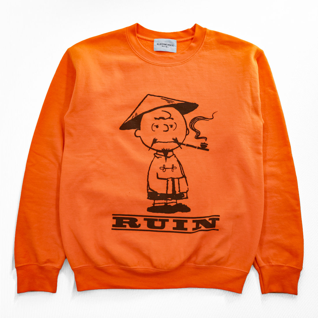 Black Weirdos × SUPPLY 日本製 RUIN スウェット PEANUTS Charlie Brown トレーナー S オレンジ 裏起毛 プリント 25AAW-SW02