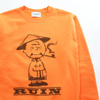 Black Weirdos × SUPPLY 日本製 RUIN スウェット PEANUTS Charlie Brown トレーナー S オレンジ 裏起毛 プリント 25AAW-SW02