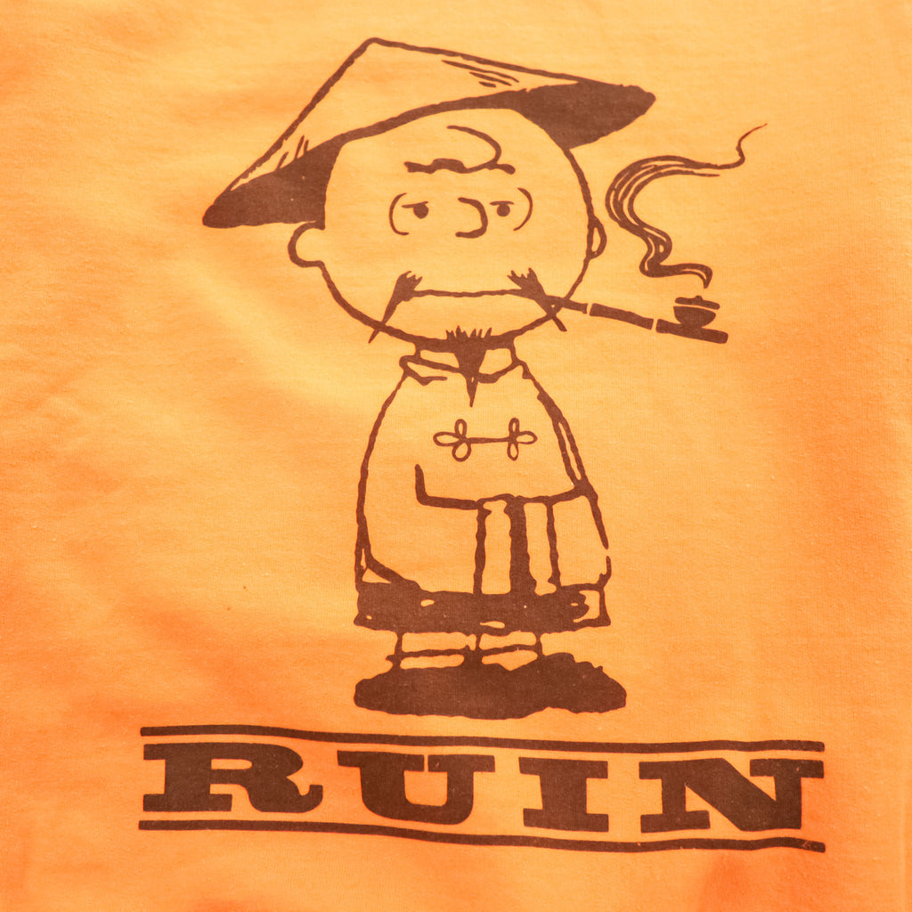 Black Weirdos × SUPPLY 日本製 RUIN スウェット PEANUTS Charlie Brown トレーナー S オレンジ 裏起毛 プリント 25AAW-SW02