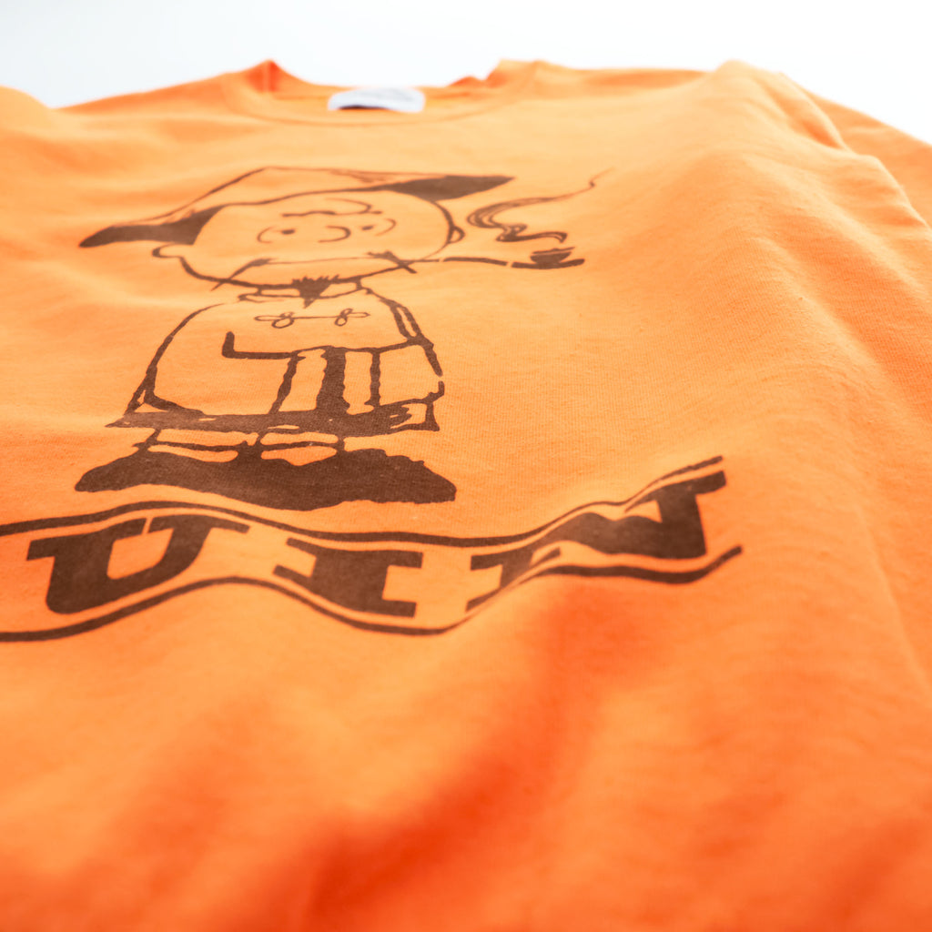 Black Weirdos × SUPPLY 日本製 RUIN スウェット PEANUTS Charlie Brown トレーナー S オレンジ 裏起毛 プリント 25AAW-SW02