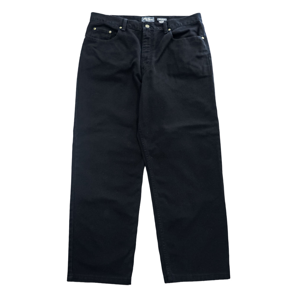 Eddie Bauer 90年代 ヴィンテージ ブラック デニムパンツ ジーンズ L ワイドテーパード ジッパーフライ RELAXED FIT