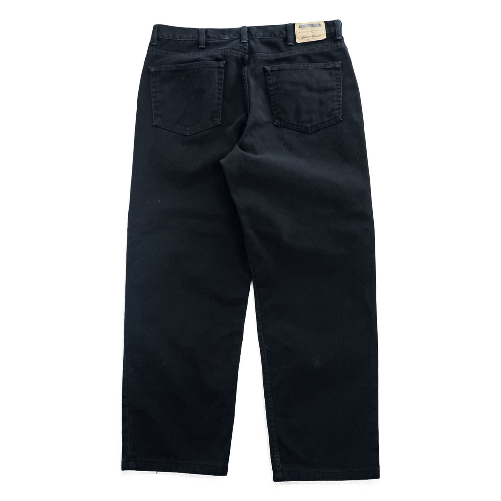 Eddie Bauer 90年代 ヴィンテージ ブラック デニムパンツ ジーンズ L ワイドテーパード ジッパーフライ RELAXED FIT