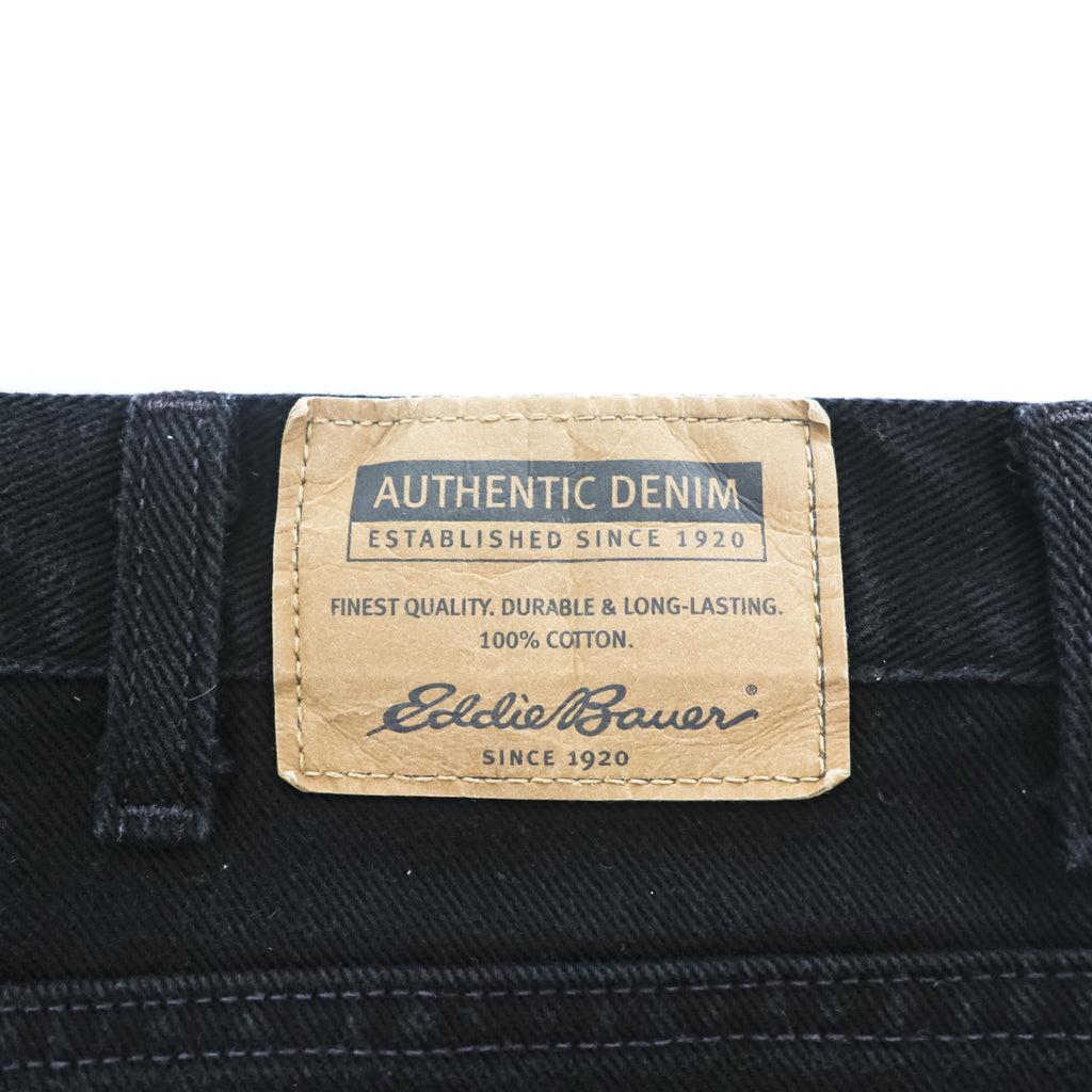 Eddie Bauer 90年代 ヴィンテージ ブラック デニムパンツ ジーンズ L ワイドテーパード ジッパーフライ RELAXED FIT