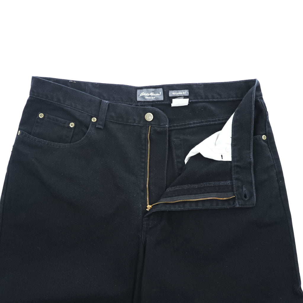 Eddie Bauer 90年代 ヴィンテージ ブラック デニムパンツ ジーンズ L ワイドテーパード ジッパーフライ RELAXED FIT