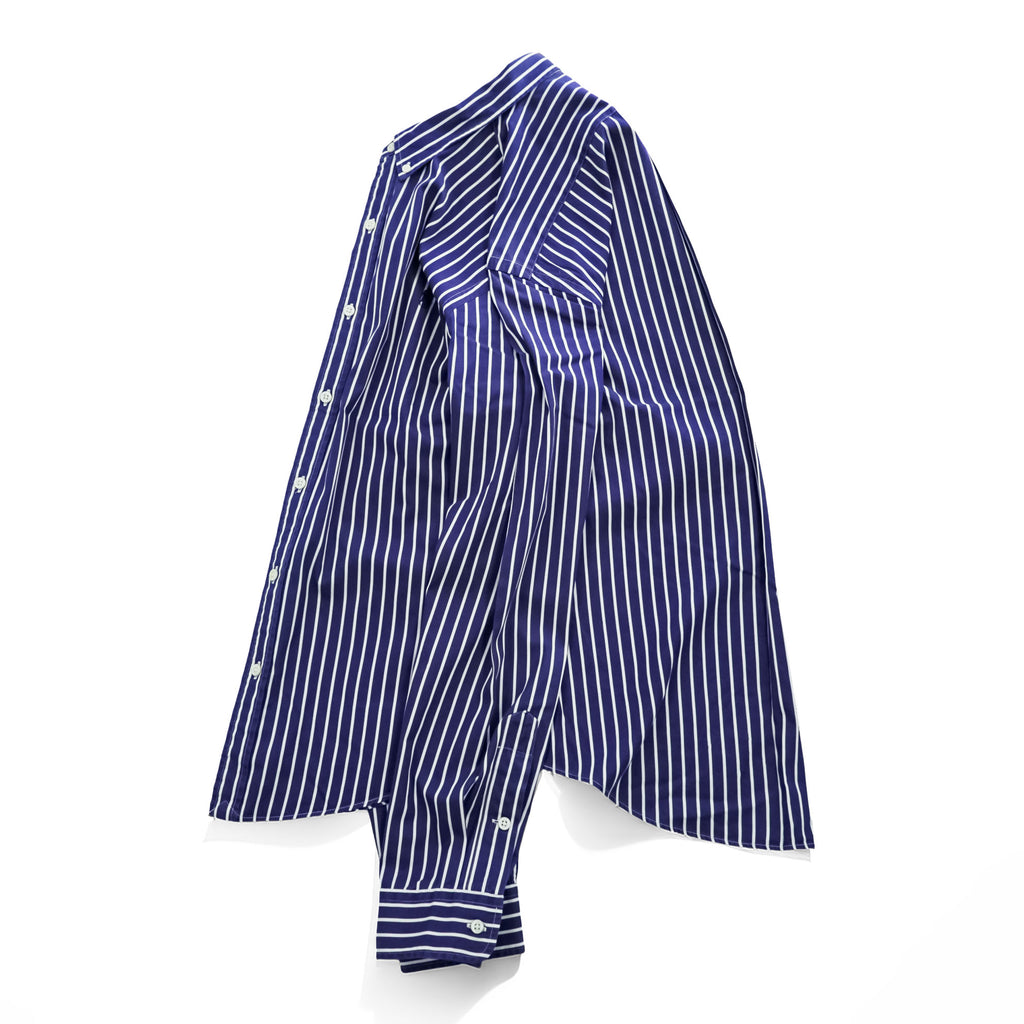 Polo Ralph Lauren 90s Vintage Long-Sleeve Button-Down Shirt, Size M, Blue, Striped, Small Pony Logo Embroidery, Slim Fit