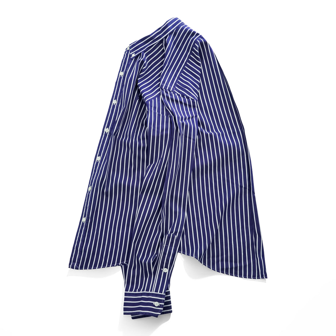 Polo Ralph Lauren 90s Vintage Long-Sleeve Button-Down Shirt, Size M, Blue, Striped, Small Pony Logo Embroidery, Slim Fit