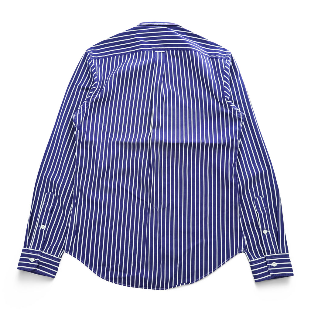 Polo Ralph Lauren 90s Vintage Long-Sleeve Button-Down Shirt, Size M, Blue, Striped, Small Pony Logo Embroidery, Slim Fit