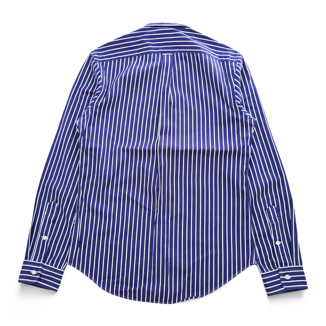 Polo Ralph Lauren 90s Vintage Long-Sleeve Button-Down Shirt, Size M, Blue, Striped, Small Pony Logo Embroidery, Slim Fit