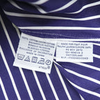 Polo Ralph Lauren 90s Vintage Long-Sleeve Button-Down Shirt, Size M, Blue, Striped, Small Pony Logo Embroidery, Slim Fit