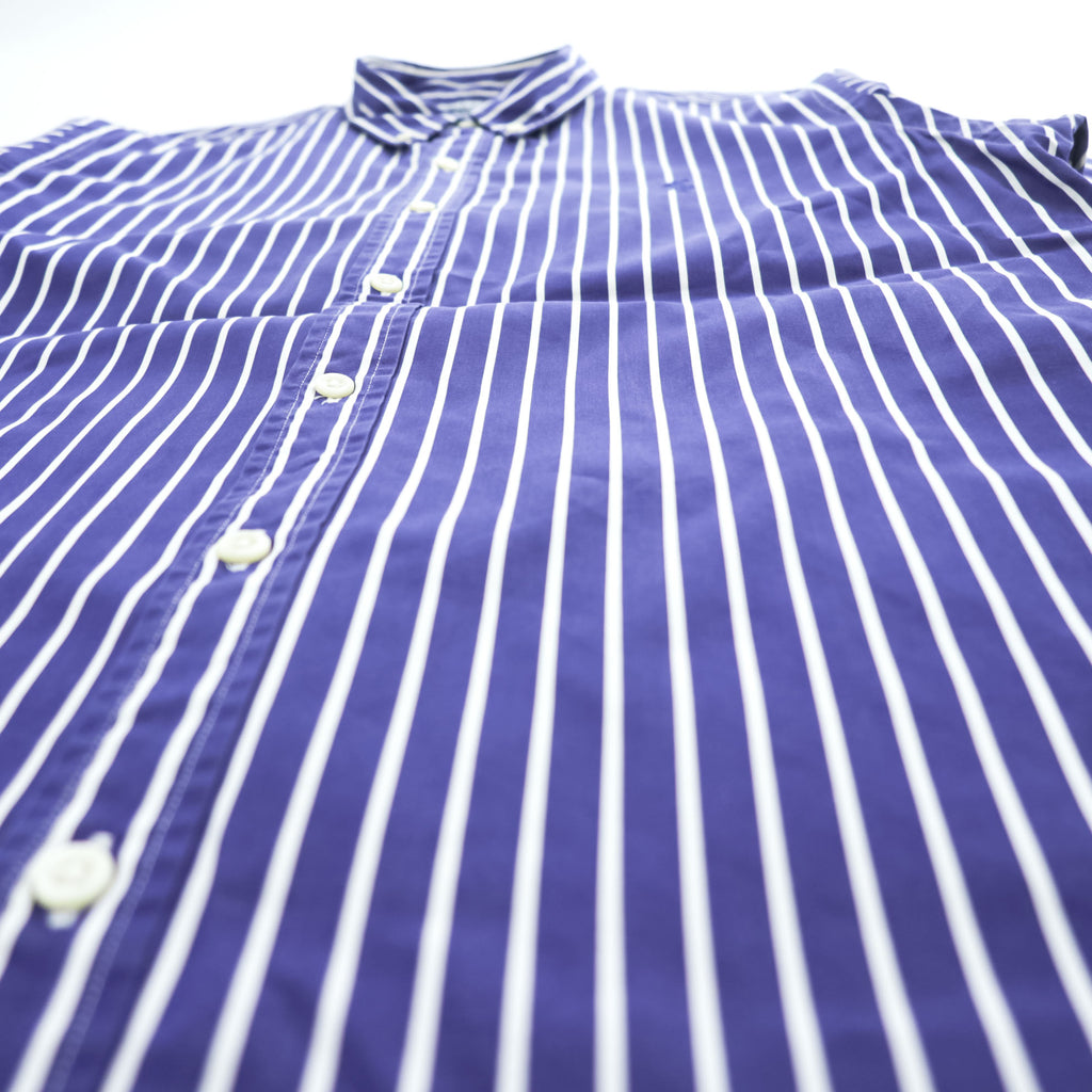 Polo Ralph Lauren 90s Vintage Long-Sleeve Button-Down Shirt, Size M, Blue, Striped, Small Pony Logo Embroidery, Slim Fit