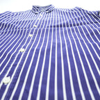 Polo Ralph Lauren 90s Vintage Long-Sleeve Button-Down Shirt, Size M, Blue, Striped, Small Pony Logo Embroidery, Slim Fit