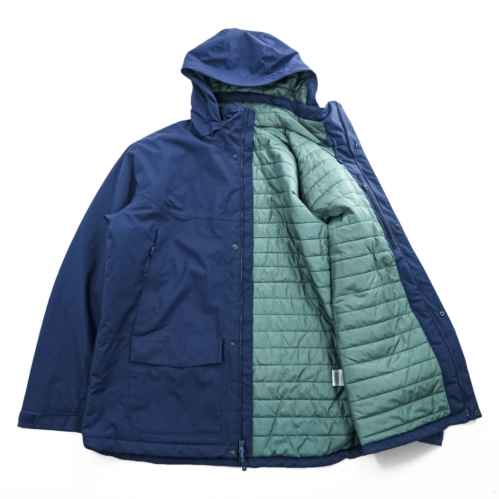 MOUNTAIN HARDWEAR マウンテンパーカー 中綿 シェル レインジャケット XL ネイビー 防水 ドローコード OM0151