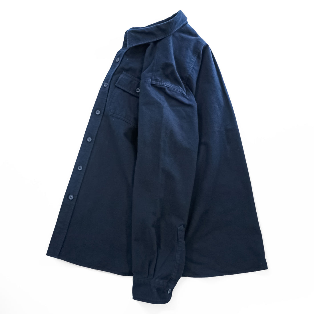L.L.Bean Chamois Cloth Long-Sleeve Shirt, Size L, Navy, Traditional Fit, 187923