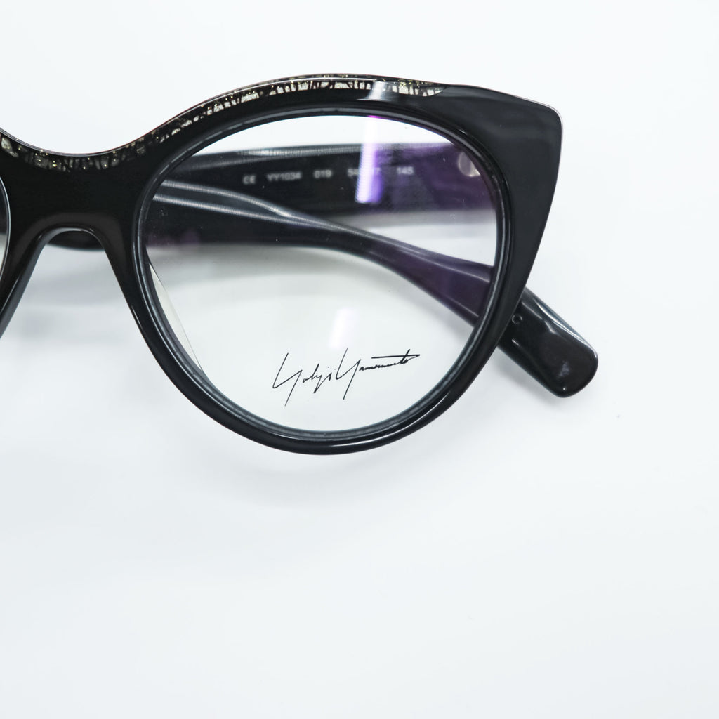 Yohji Yamamoto キャットアイ サングラス メガネ ブラック ユニセックス グリッター 019 54_17 145 YY1034