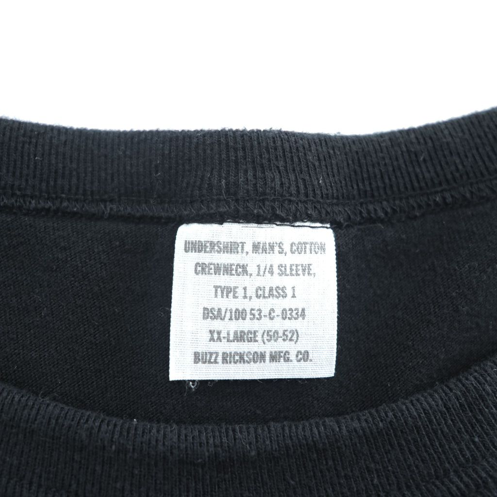 BUZZ RICKSON'S Japan Made T-Shirt XXL Black TYPE1, CLASS1 Military Stencil Crewneck
