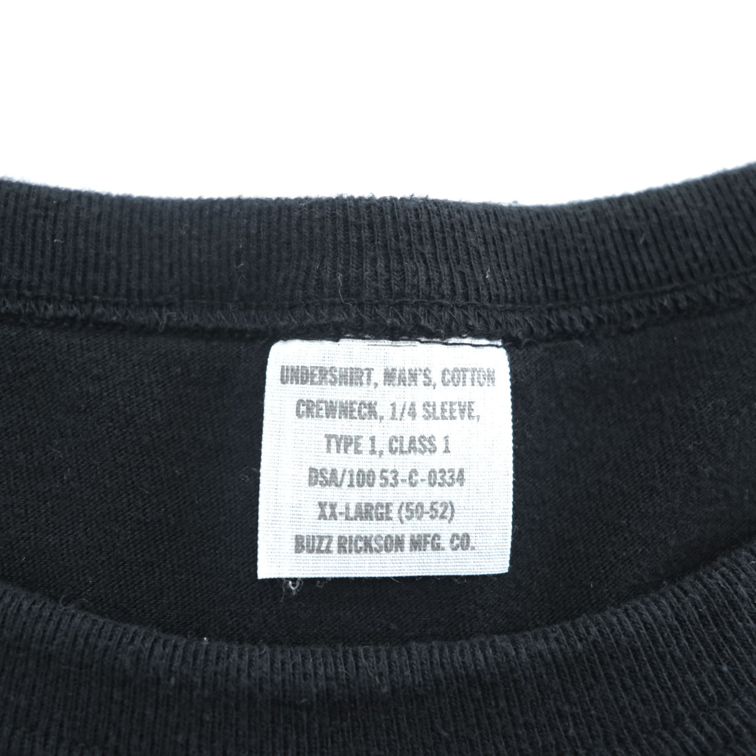 BUZZ RICKSON'S Japan Made T-Shirt XXL Black TYPE1, CLASS1 Military Stencil Crewneck