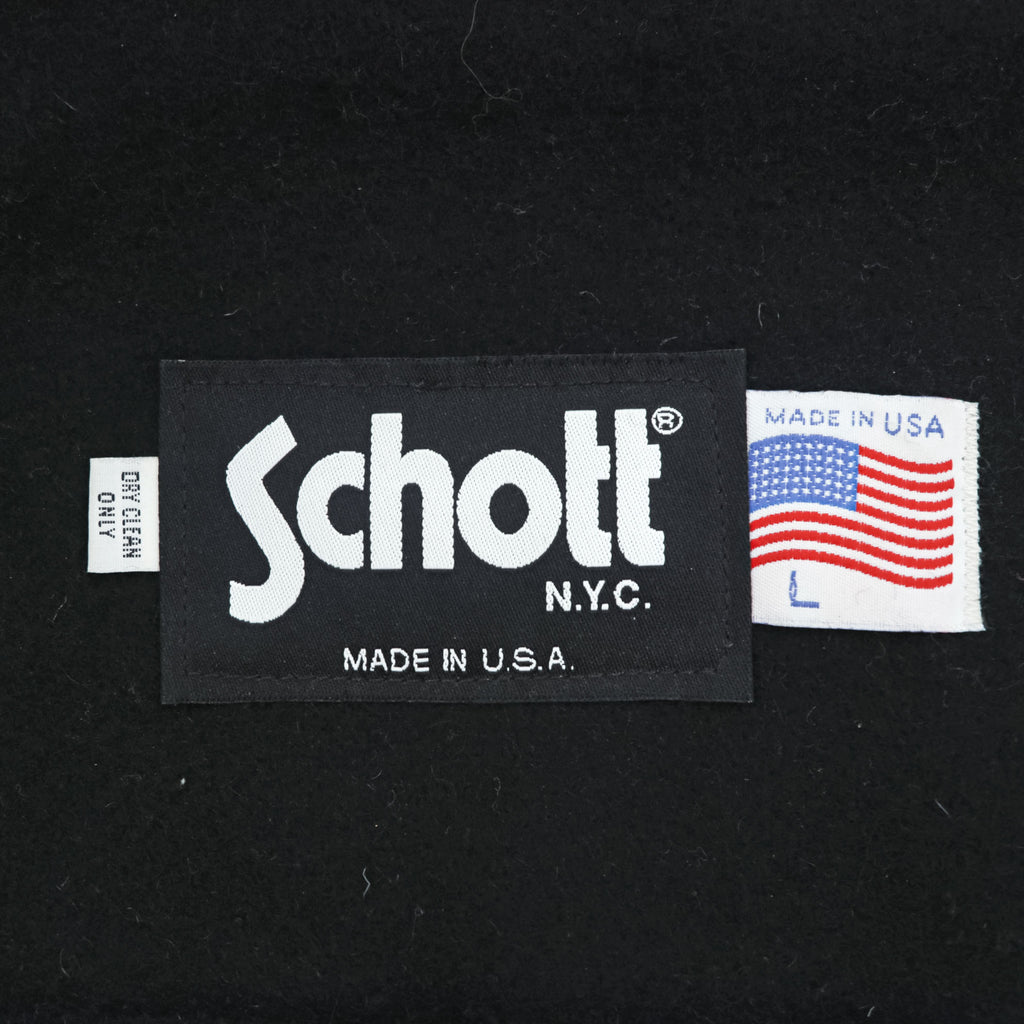 Schott N.Y.C. 00年代 USA製 フーデッド ダッフルコート L メルトンウール ブラック チンストラップ ロング