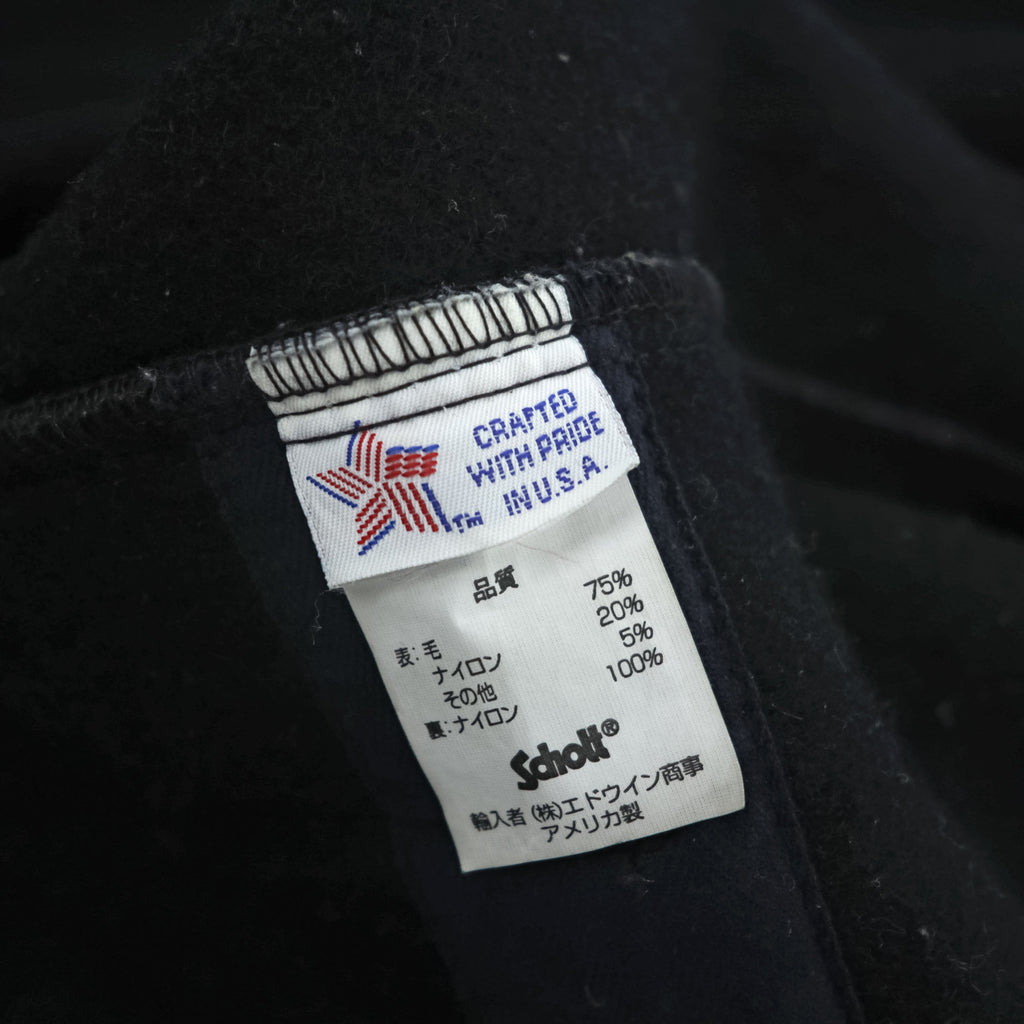 Schott N.Y.C. 00年代 USA製 フーデッド ダッフルコート L メルトンウール ブラック チンストラップ ロング