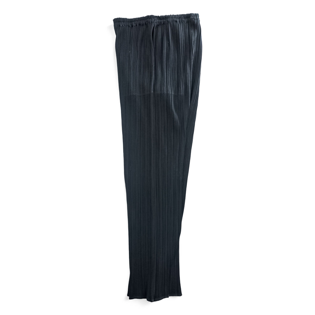 PLEATS PLEASE Issey Miyake Black Pleated Pants Elastic Waist Straight Leg Trousers
