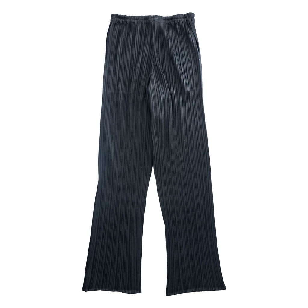 PLEATS PLEASE Issey Miyake Black Pleated Pants Elastic Waist Straight Leg Trousers