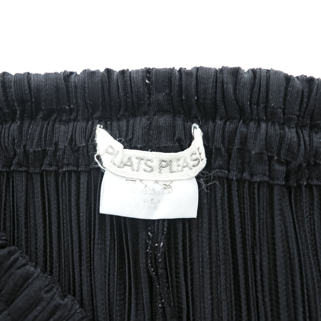 PLEATS PLEASE Issey Miyake Black Pleated Pants Elastic Waist Straight Leg Trousers