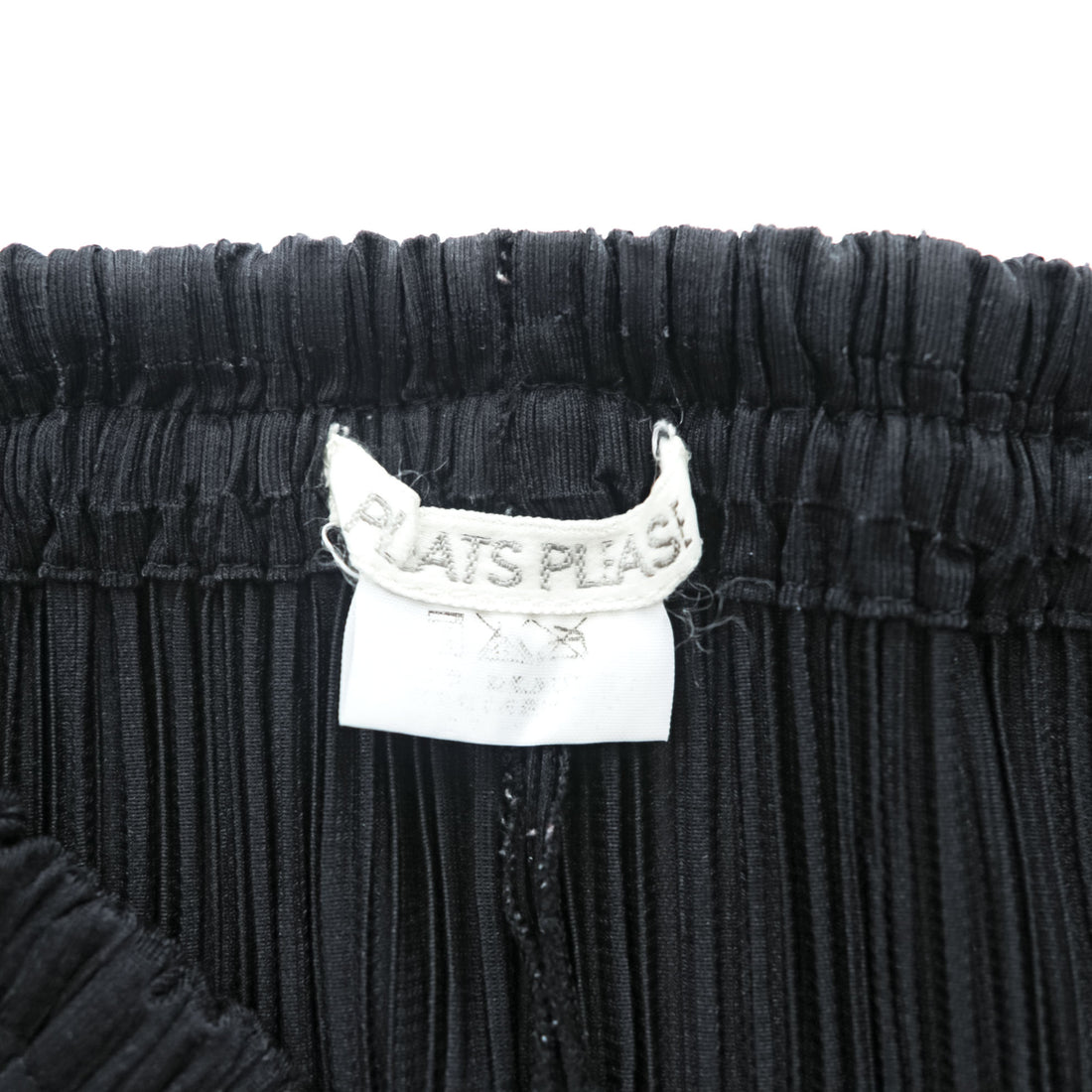 PLEATS PLEASE Issey Miyake Black Pleated Pants Elastic Waist Straight Leg Trousers