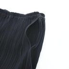PLEATS PLEASE Issey Miyake Black Pleated Pants Elastic Waist Straight Leg Trousers