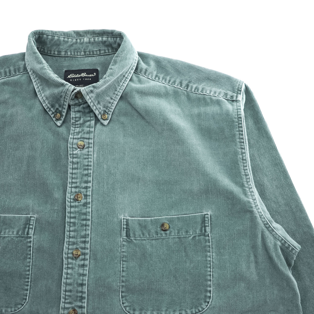 Eddie Bauer 00年代 ヴィンテージ 長袖 ボタンダウンシャツ XL コーデュロイ 胸ポケット ビッグサイズ