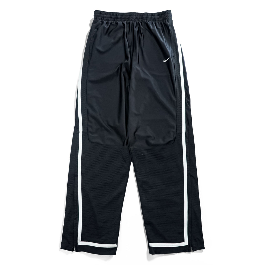 NIKE 00年代 ヴィンテージ メッシュ ワイド トラックパンツ ジャージ L 裾ジップ スリット ブラック サイドライン
