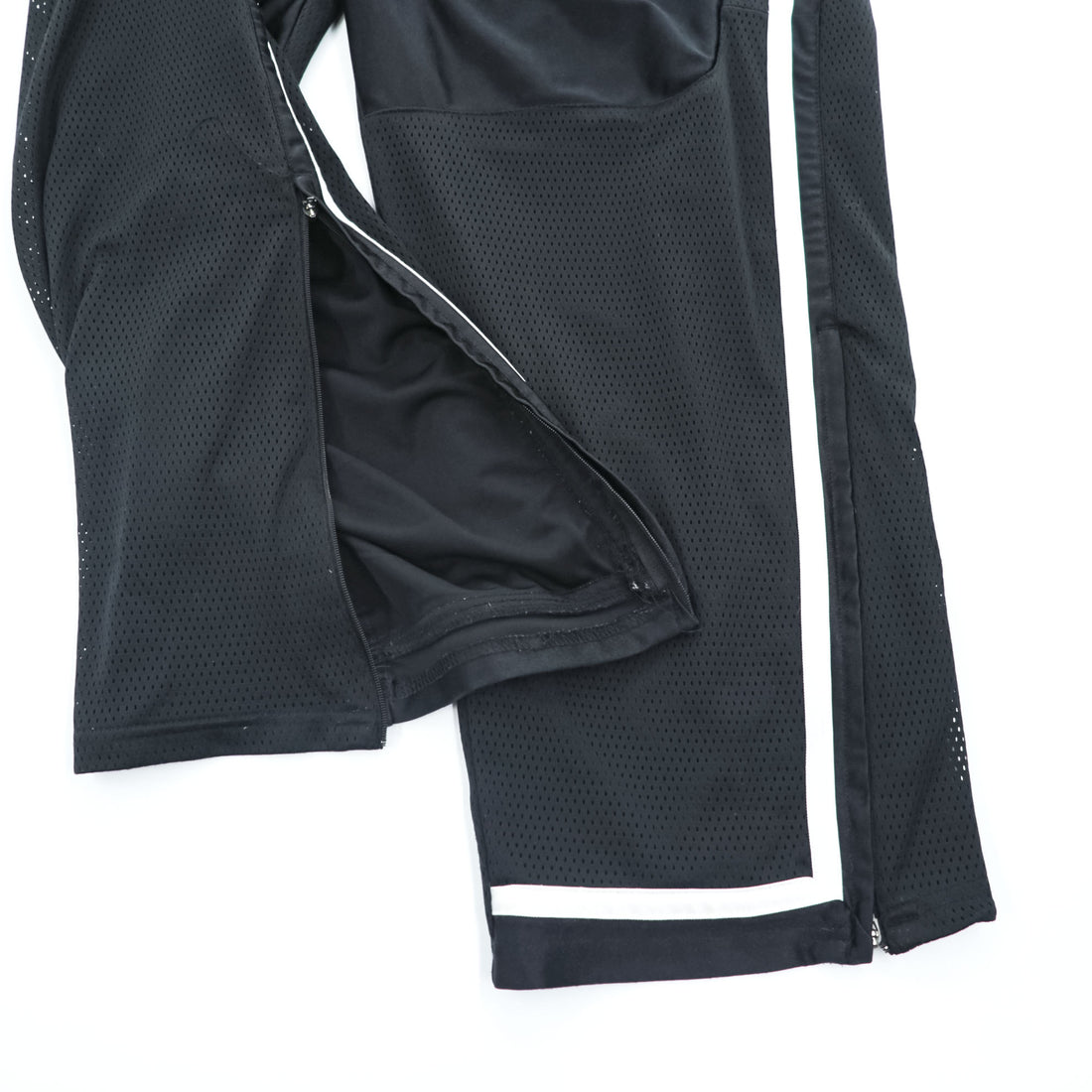 NIKE 00年代 ヴィンテージ メッシュ ワイド トラックパンツ ジャージ L 裾ジップ スリット ブラック サイドライン