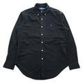 Ralph Lauren 90s Vintage Long-Sleeve Button-Down Shirt, Size M, Black, Small Pony Logo Embroidery