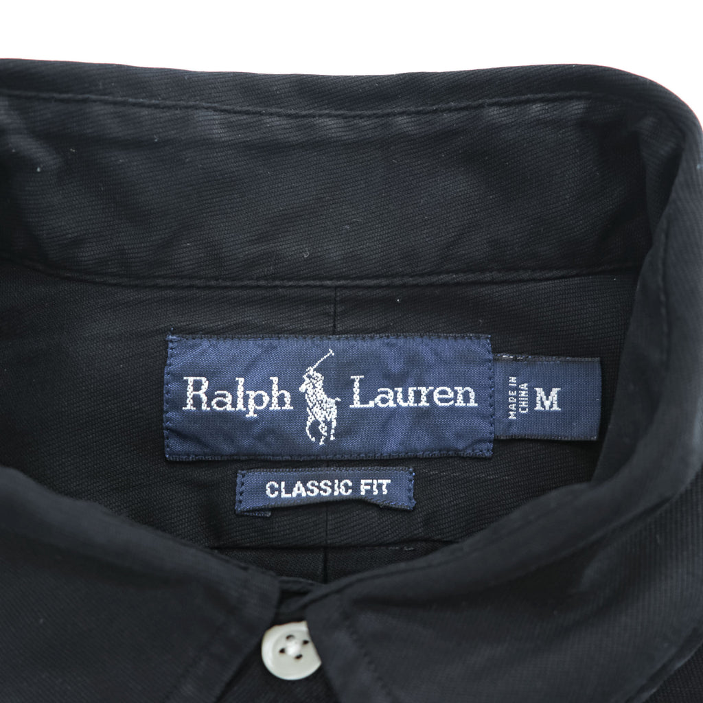 Ralph Lauren 90s Vintage Long-Sleeve Button-Down Shirt, Size M, Black, Small Pony Logo Embroidery