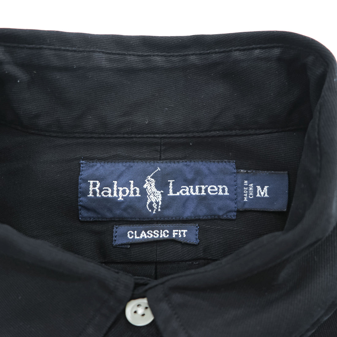 Ralph Lauren 90s Vintage Long-Sleeve Button-Down Shirt, Size M, Black, Small Pony Logo Embroidery