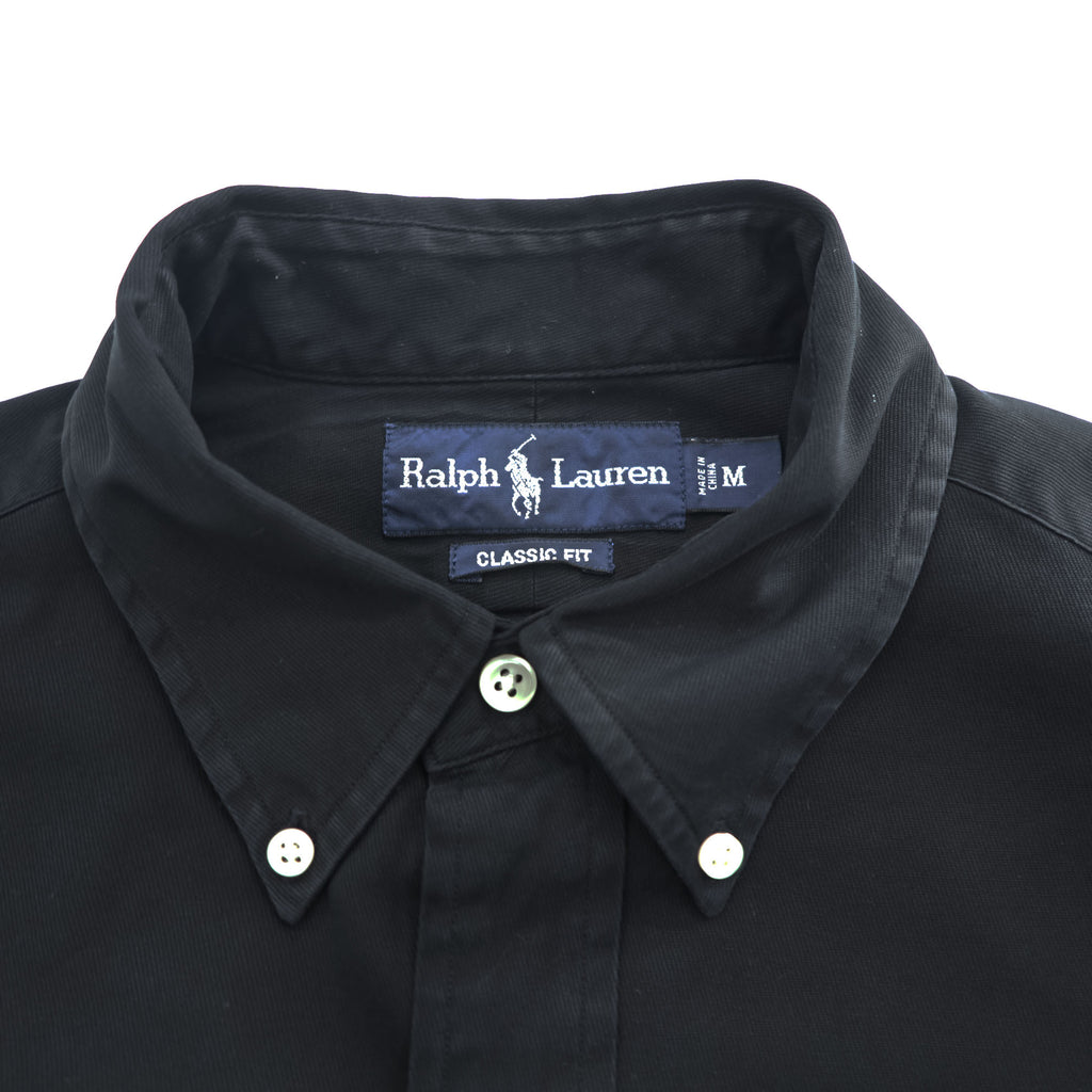 Ralph Lauren 90s Vintage Long-Sleeve Button-Down Shirt, Size M, Black, Small Pony Logo Embroidery