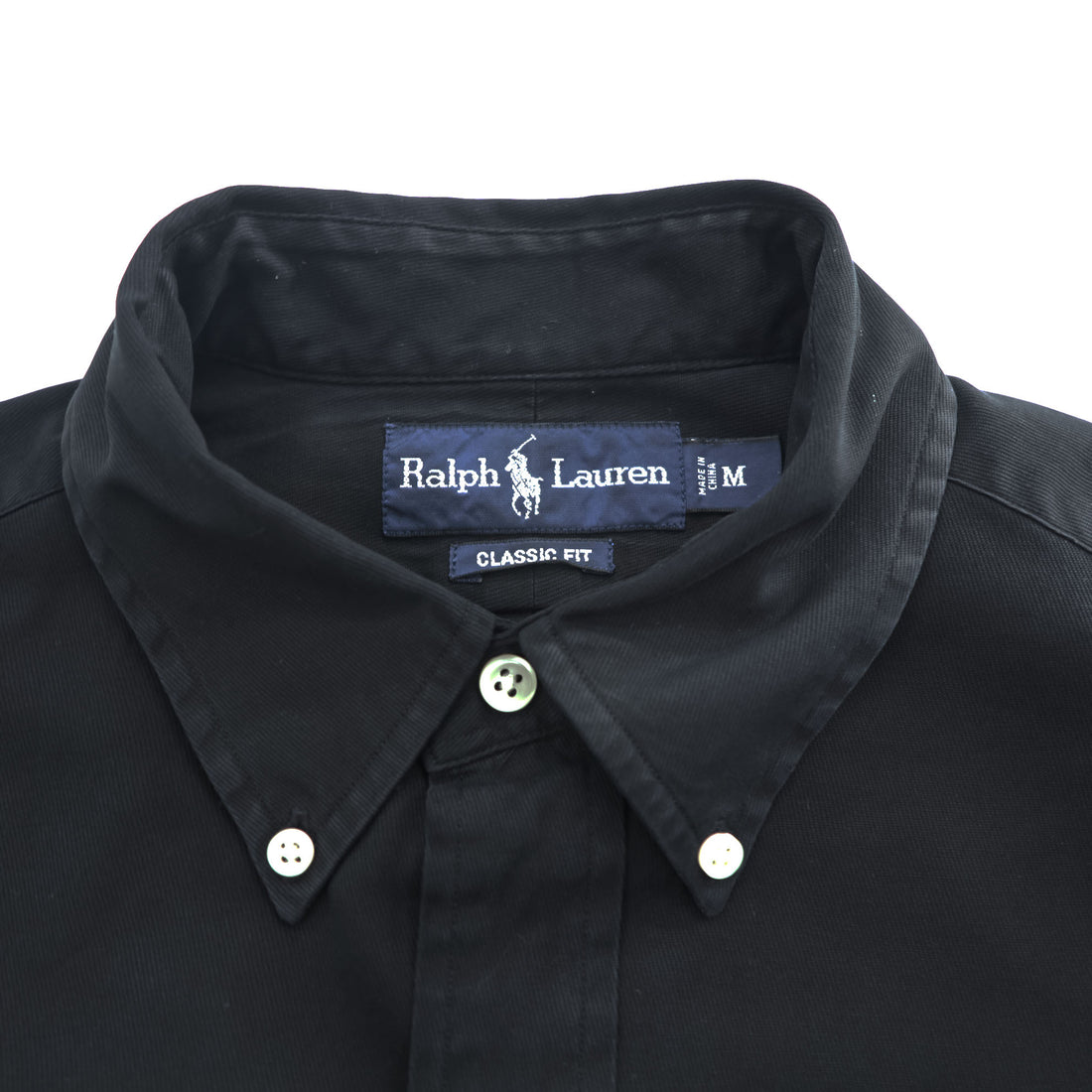 Ralph Lauren 90s Vintage Long-Sleeve Button-Down Shirt, Size M, Black, Small Pony Logo Embroidery