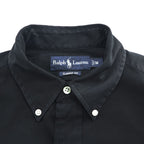 Ralph Lauren 90s Vintage Long-Sleeve Button-Down Shirt, Size M, Black, Small Pony Logo Embroidery