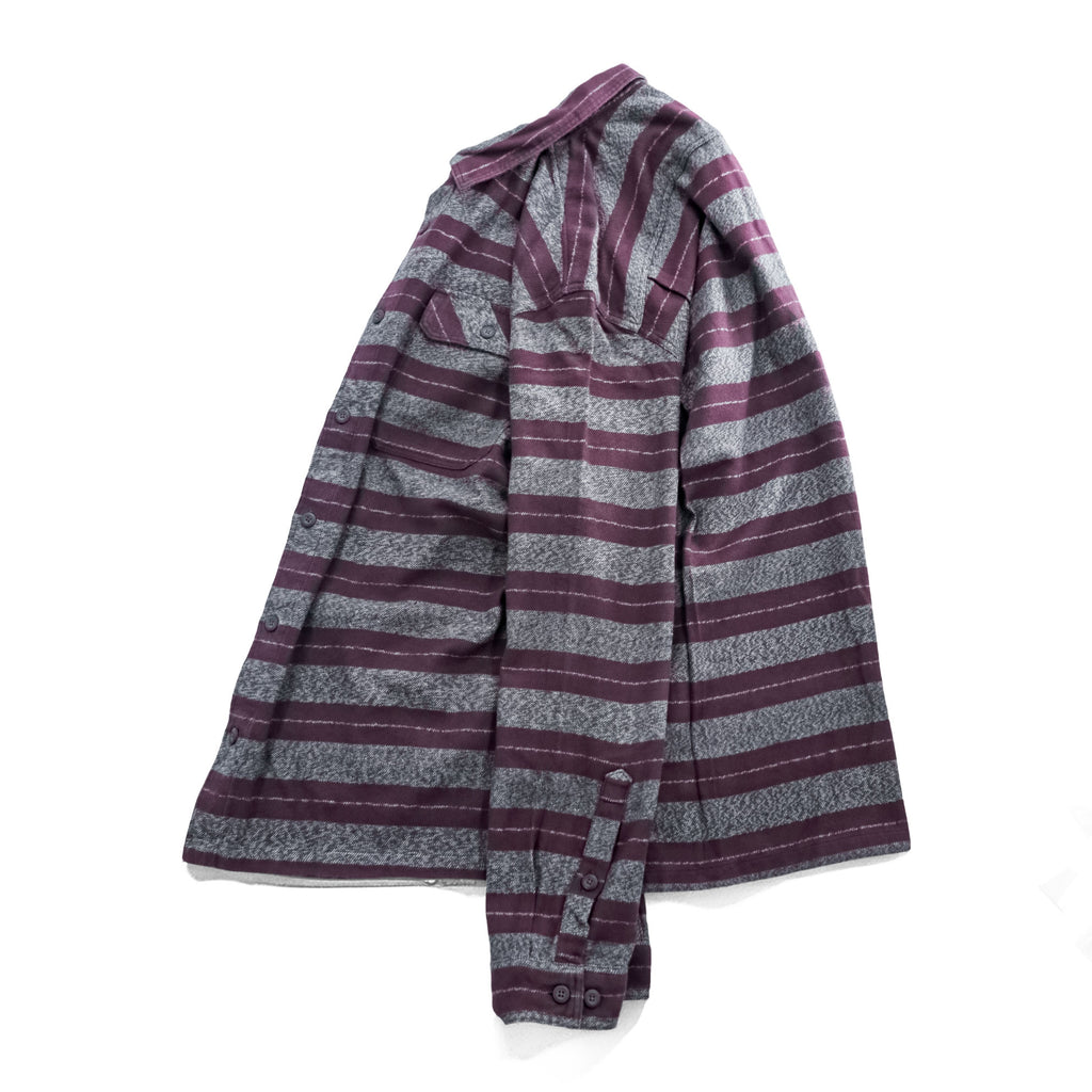 Patagonia Organic Cotton Striped Work Shirt 53947 FA14 Burgundy Gray Long Sleeve Men’s L