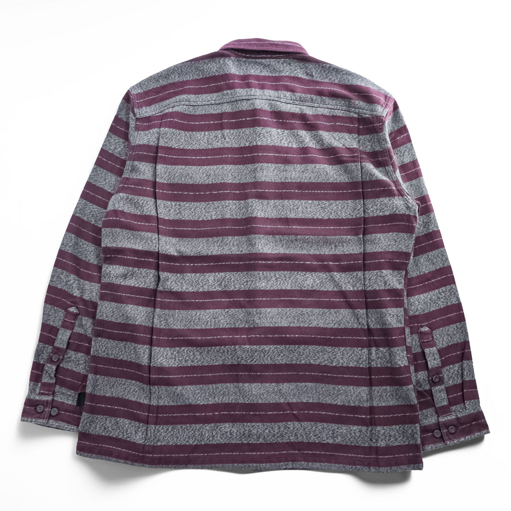 Patagonia Organic Cotton Striped Work Shirt 53947 FA14 Burgundy Gray Long Sleeve Men’s L