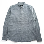 COUNTRY ROAD アイリッシュリネン 長袖 シャツ L グレー 麻100% REGULAR FIT 胸ポケット BAIRD McNUTT