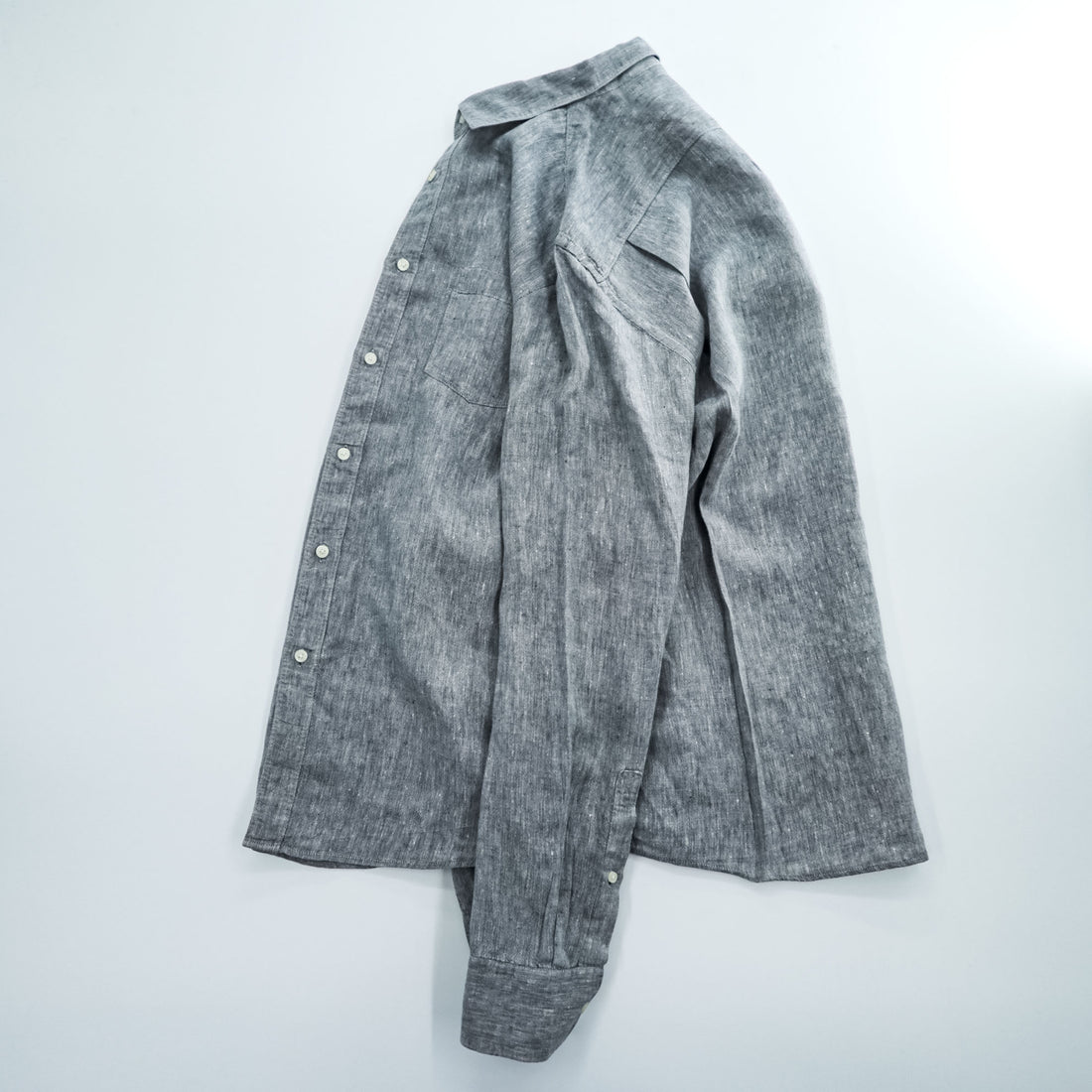 COUNTRY ROAD アイリッシュリネン 長袖 シャツ L グレー 麻100% REGULAR FIT 胸ポケット BAIRD McNUTT