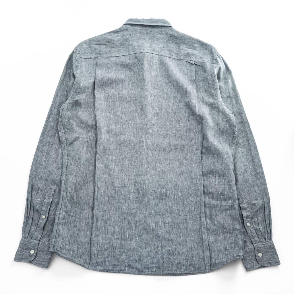 COUNTRY ROAD アイリッシュリネン 長袖 シャツ L グレー 麻100% REGULAR FIT 胸ポケット BAIRD McNUTT