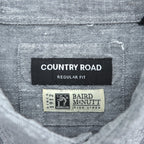 COUNTRY ROAD アイリッシュリネン 長袖 シャツ L グレー 麻100% REGULAR FIT 胸ポケット BAIRD McNUTT
