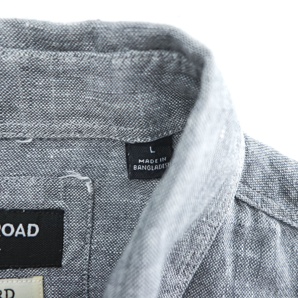 COUNTRY ROAD アイリッシュリネン 長袖 シャツ L グレー 麻100% REGULAR FIT 胸ポケット BAIRD McNUTT