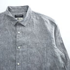 COUNTRY ROAD アイリッシュリネン 長袖 シャツ L グレー 麻100% REGULAR FIT 胸ポケット BAIRD McNUTT